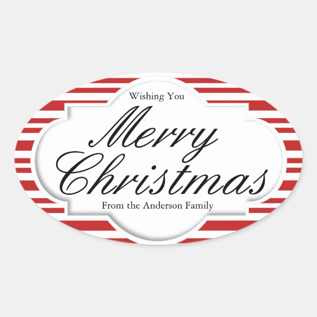 Sticker Ovale Fête du Sucre de canne de Noël (Devant)