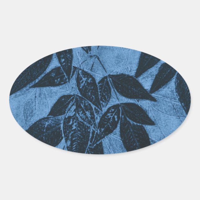 Sticker Ovale Feuille bleu (Devant)