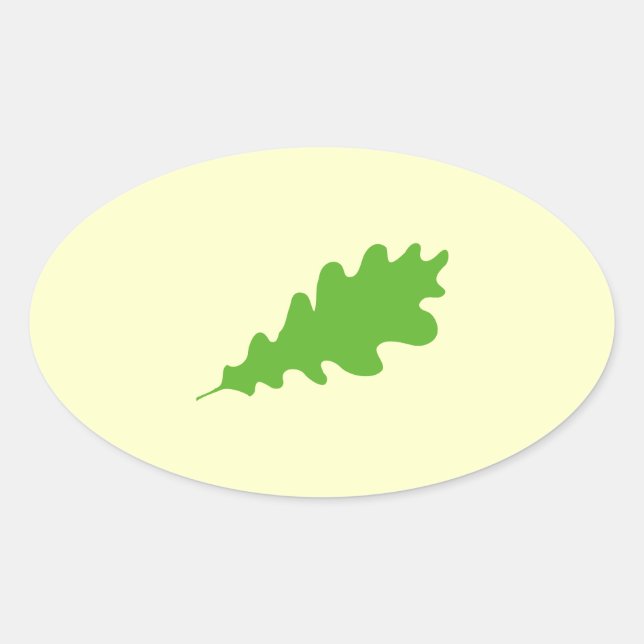 Sticker Ovale Feuille verte, feuilles de chêne Design. (Devant)