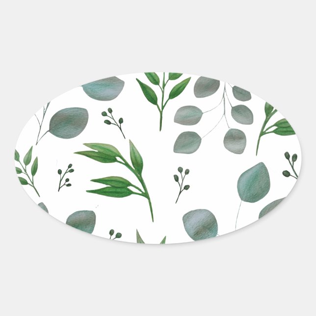 Sticker Ovale Feuilles de l'eucalyptus (Devant)