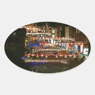 Sticker Ovale Feux de Noël Guildford