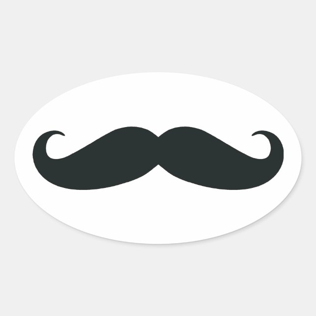 Sticker Ovale Fier de ma cachette....Mustache (Devant)