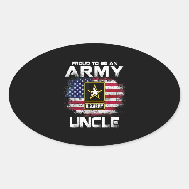 Sticker Ovale Fière D'Être Un Oncle De L'Armée Avec Un Drapeau A (Devant)
