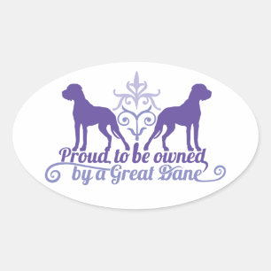 Sticker Ovale Fière propriétaire d'un Grand Danois violet