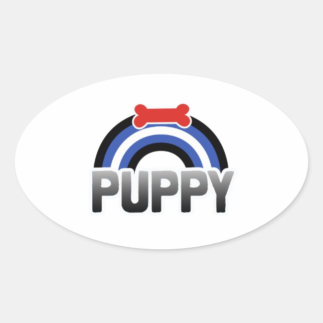 Sticker Ovale Fierté de jeu de chiot (Devant)