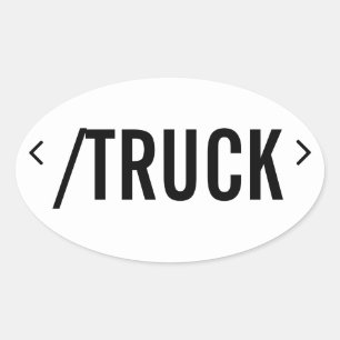 Sticker Ovale Fin/retour du camion, style HTML!