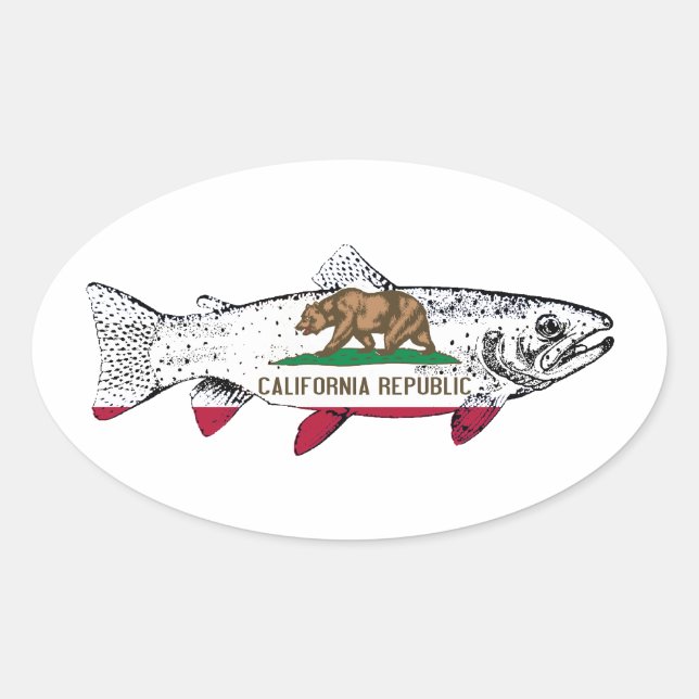 Sticker Ovale Fish California Trout (Devant)