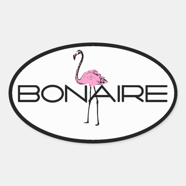 Sticker Ovale Flamant rose Bonaire (Devant)