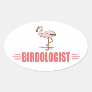 Sticker Ovale Flamant rose drôle