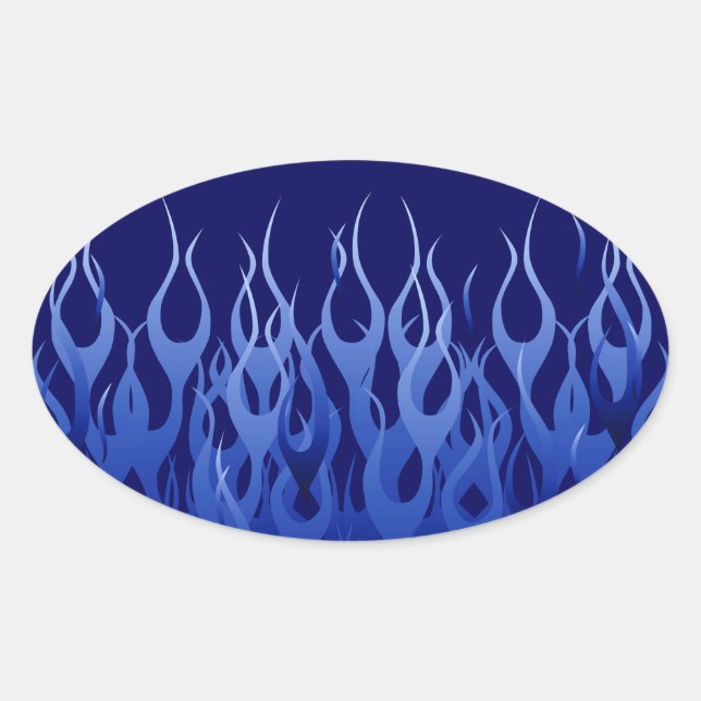 Sticker Ovale Flammes de course cool Blue Automotive (Devant)