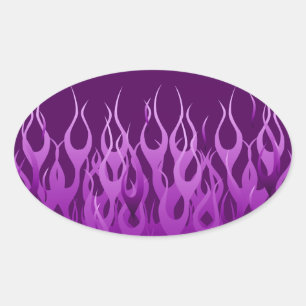 Sticker Ovale Flammes de course violet cool Flames de broches