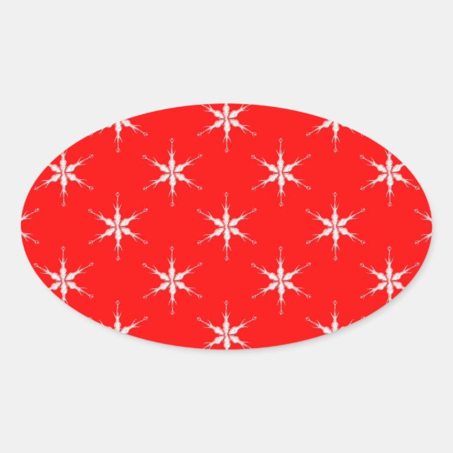 Sticker Ovale Flammes De Neige En Verre Sur Arrière - plan Rouge (Devant)