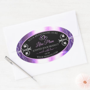 Sticker Ovale Flashy Lumière violet noir Produit Diamants Étique