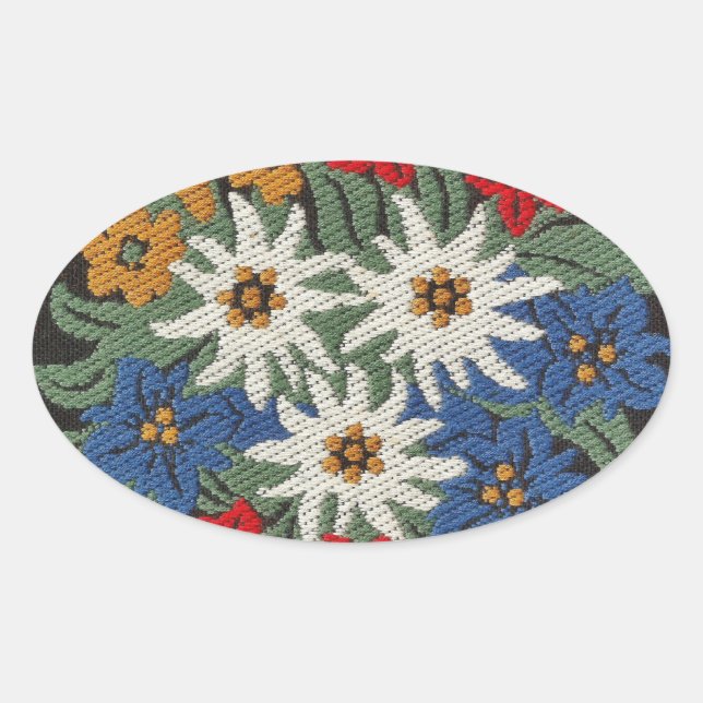 Sticker Ovale Fleur alpine suisse Edelweiss (Devant)