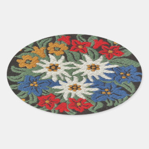 Sticker Ovale Fleur alpine suisse Edelweiss