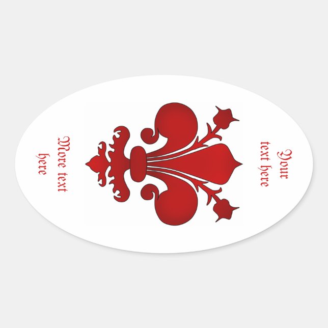 Sticker Ovale Fleur de lis rouge foncé (Devant)