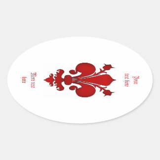 Sticker Ovale Fleur de lis rouge foncé