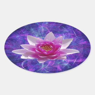 Sticker Ovale Fleur et signification de lotus rose