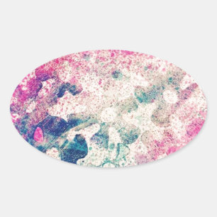 Sticker Ovale Fleurs Abstraites