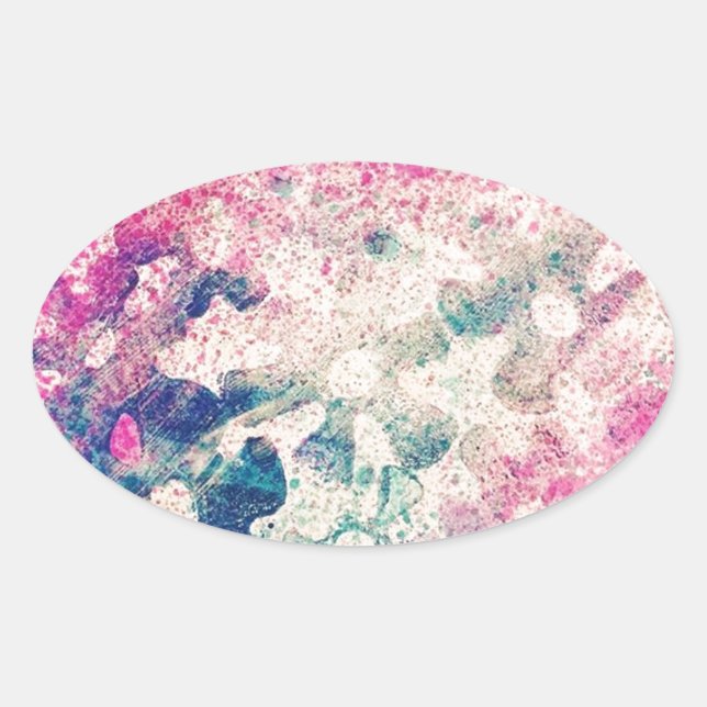 Sticker Ovale Fleurs Abstraites (Devant)
