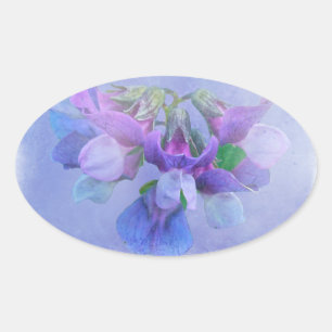 Sticker Ovale Fleurs de pois de plage