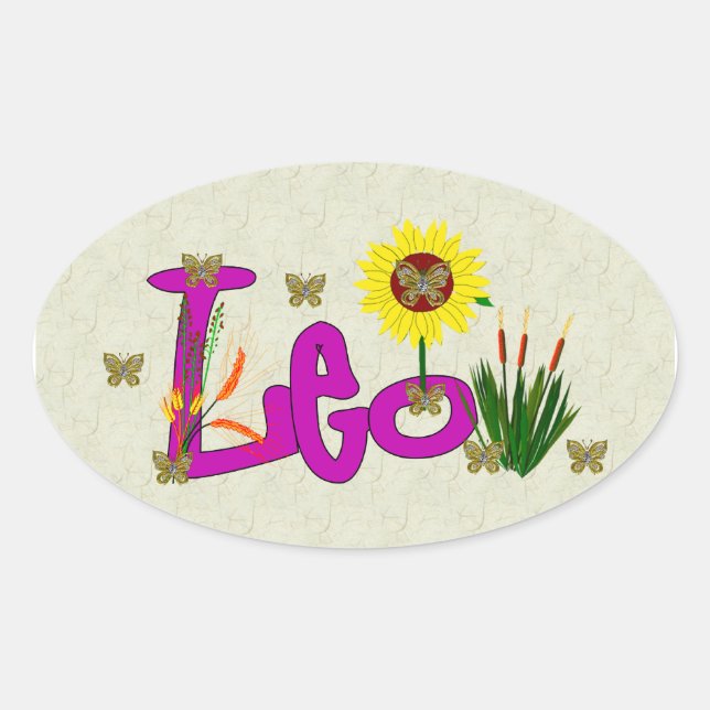 Sticker Ovale Fleurs Leo (Devant)