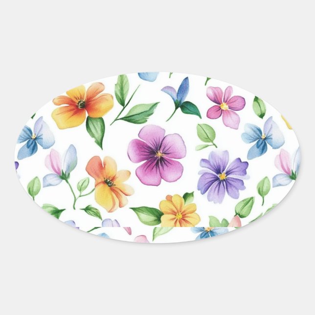 Sticker Ovale Fleurs Motif Floral Sublimation-95652 (Devant)