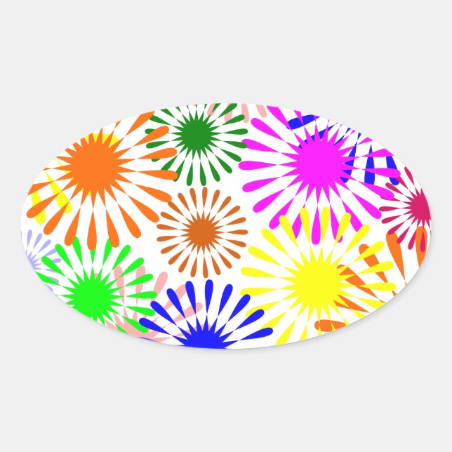Sticker Ovale Fleurs multicolores (Devant)