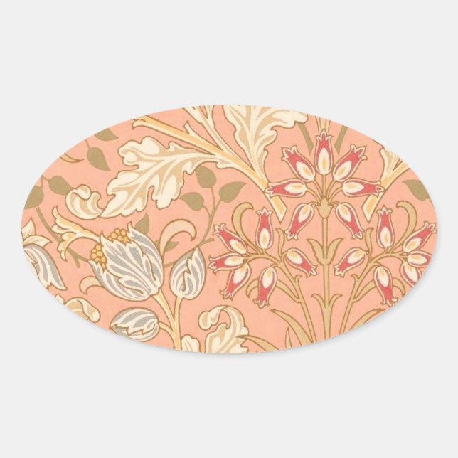 Sticker Ovale Fleurs rose pastel (Devant)