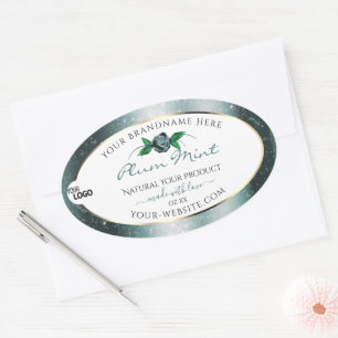 Sticker Ovale Floral Blanc foncé Parties scintillant Turquoise L