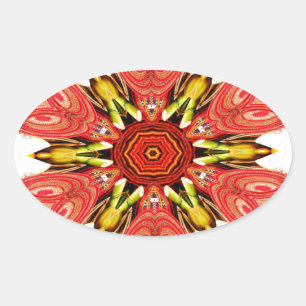 Sticker Ovale Flore de doodle coloré coeur sans soudure star.jpg