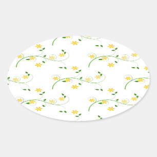 Sticker Ovale Flore et Fleurs