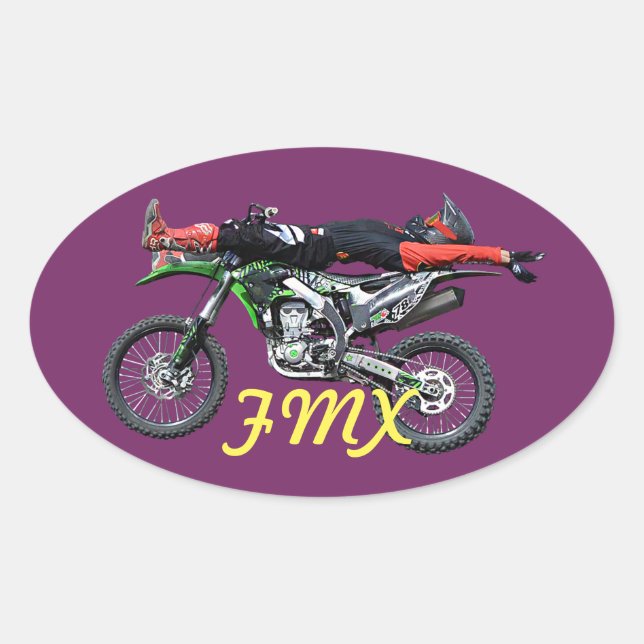 Sticker Ovale FMX - Stunt III de motocross aérien libre (Devant)