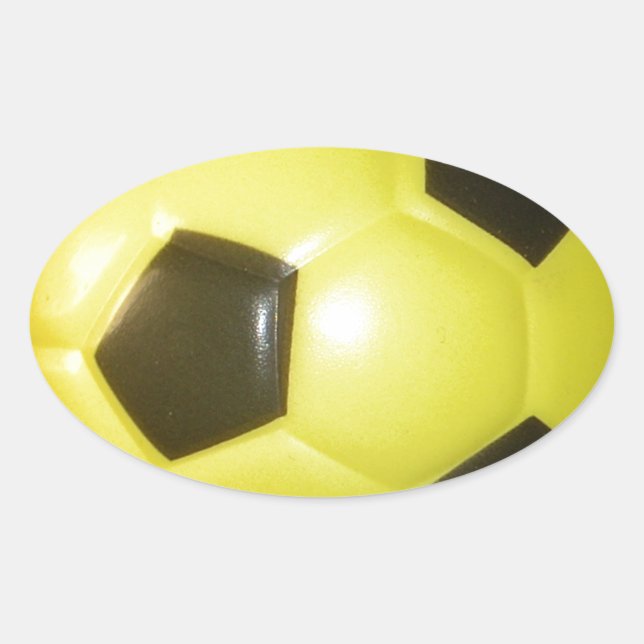 Sticker Ovale Football jaune et noir. (Devant)