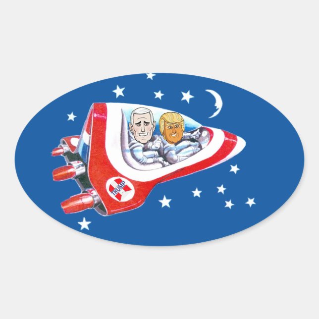 Sticker Ovale Force spatiale Trump (Devant)