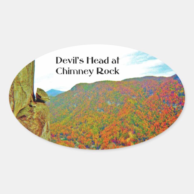 Sticker Ovale Formation de Head Rock sur Chimney Rock (Devant)