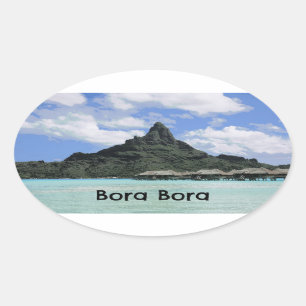 Sticker Ovale Formation rêveuse d'atoll de Bora Bora Tahiti de