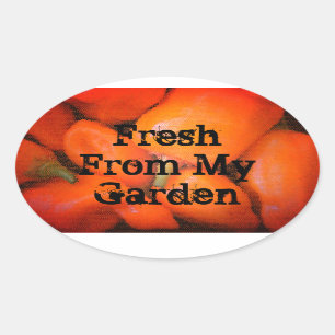 Sticker Ovale Frais Du Jardin Mosaïque Orange Chili Peppers