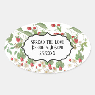 Sticker Ovale Fraise sauvage Confiture Mariage Favoriser Fête de