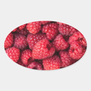 Sticker Ovale Framboises rouges fraîches