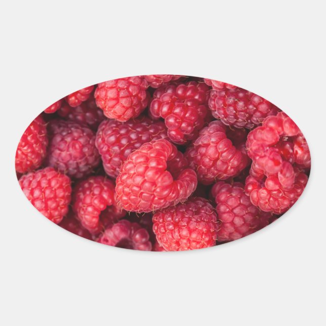 Sticker Ovale Framboises rouges fraîches (Devant)