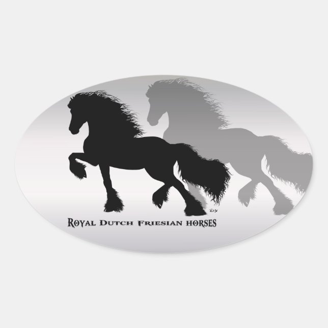 Sticker Ovale Friesian Horse / Fries Paard (Devant)