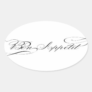 Sticker Ovale Fun Bon Appetit Fancy Cursive Script for Foodies