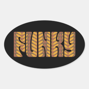 Sticker Ovale Funky (en marron)