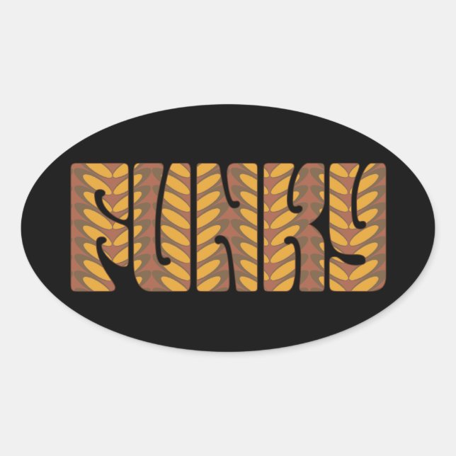 Sticker Ovale Funky (en marron) (Devant)