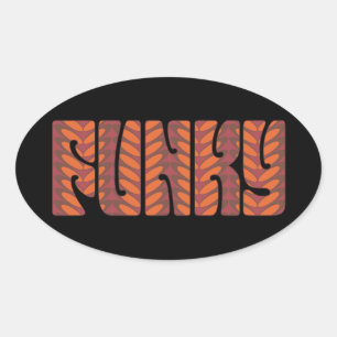 Sticker Ovale Funky (en rouge)
