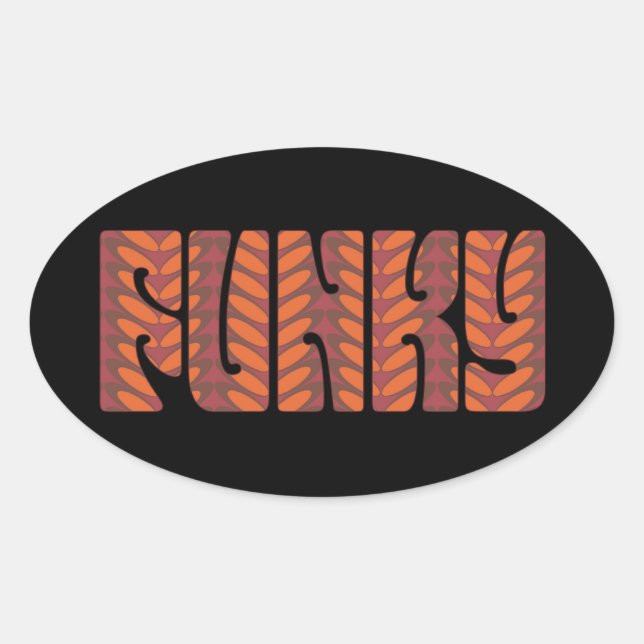Sticker Ovale Funky (en rouge) (Devant)