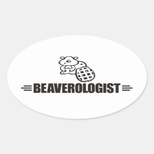 Sticker Ovale Funny Beaver
