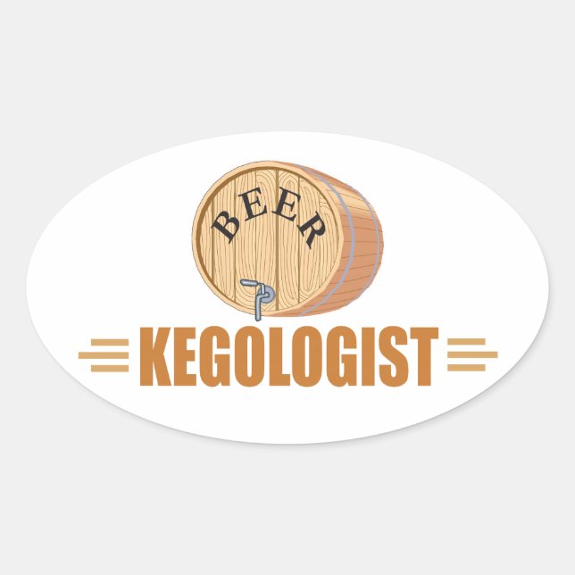 Sticker Ovale Funny Beer Keg (Devant)