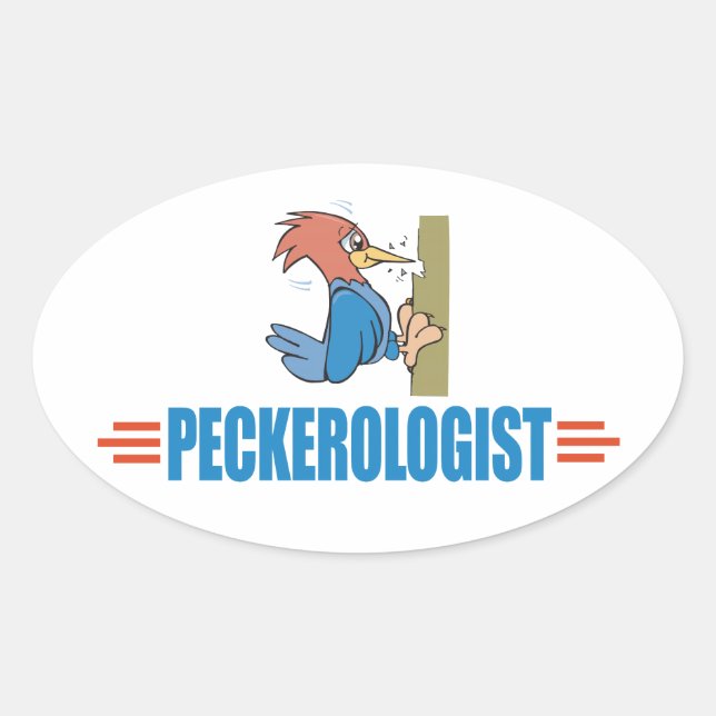 Sticker Ovale Funny Oiseau Pic (Devant)